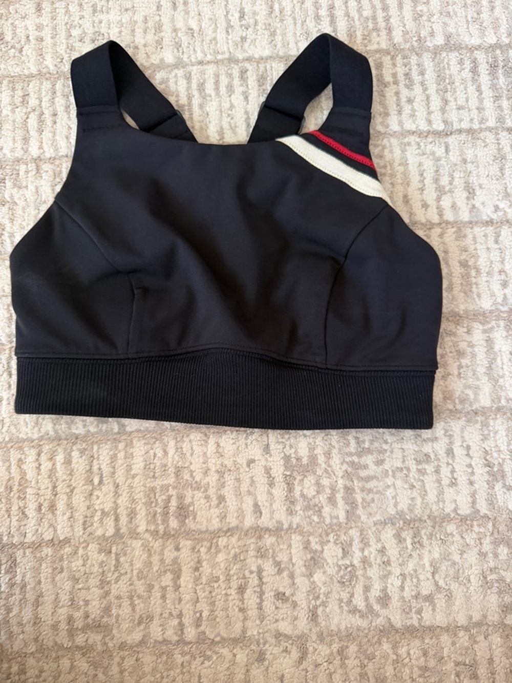 Free people movement Black Sports Bra Top with Red and Cream Accent size XS